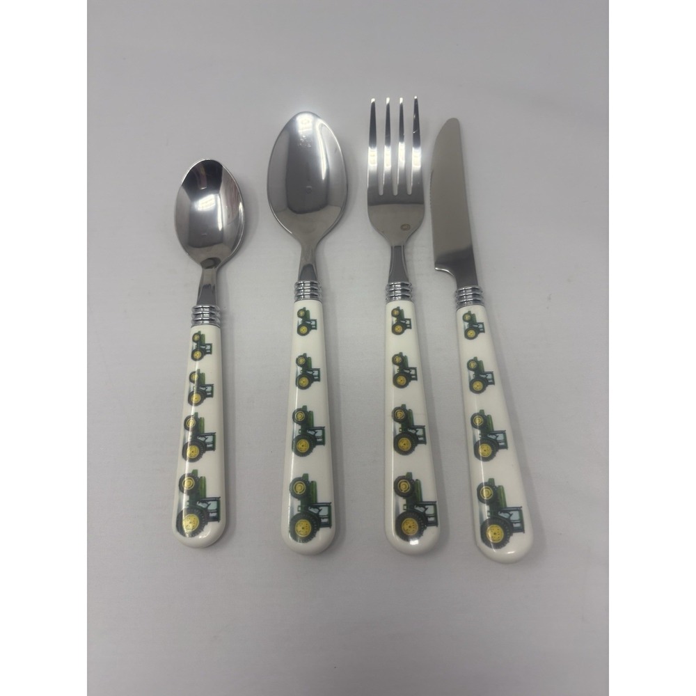 Flatware John Deere Tractor Gibson Dinner Knife 2-Spoons Fork 4-Pc Replacement